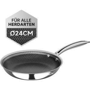 Subzonal-Poele Inox-Poele Inox Induction-Rev&ecirc;tement En Nid D'abeille Batterie De Cuisine Induction-R&eacute;sistant Aux Rayures Poele Anti Adhesive-Convient &Agrave; Tous Les Types De Po&ecirc;les - Neuf