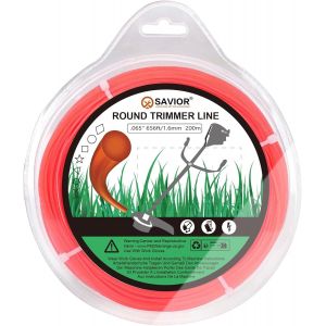 MEVRONISSHOP-Savior Fil de Debroussailleuse 1,6 mm x 200m Bobine Fil Coupe Bordure 1.6mm Renforce Strimmer Cord pour Jardinage Pelouse Mauvaises Herbes (1,6 mm x 200m, Rund, Orange) - Neuf