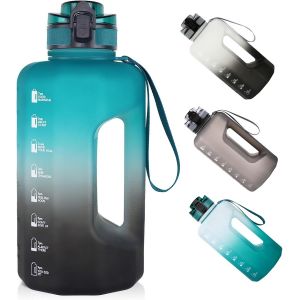 Eryi-Grande Bouteille D'eau De 2,2 Litres Avec Poignée, Carafe D'eau De Sport, Sans Bpa, Pour Salle De Sport, Voyage, Camping (Vert/Noir) - Neuf