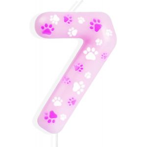 Bougies d'anniversaire patte de chien rose,décoration d'anniversaire pour garçon fille,7ème anniversaire,bougies numéro d'anniversaire rose,motif patte mignonne,numéro 7,bougies pour - Neuf