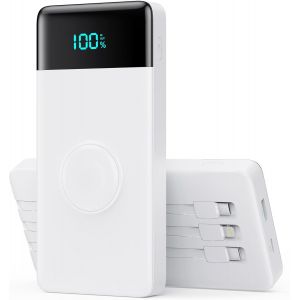 Eryi-Batterie Externe 10800mah Avec 3 Câbles Intégrés&chargeur Pour Apple Watch,6-In-1 Power Bank Pd 25w+Qc4.0 Charge Rapide Chargeur Externe Usb C,Chargeur Portable Pour I-Watch/Iphone/Galaxy/Huawei - Neuf