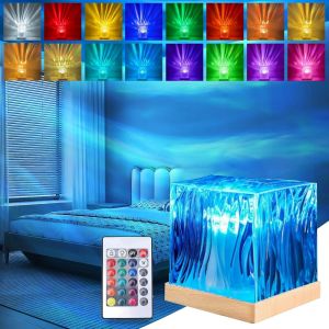 Kal-Lampe De Table En Cristal,Lampe En Cristal Led, Rgb Lampe De Table En Diamant En Cristal,Veilleuse Ondulation De L'eau,Aaurore Boreale,Projecteur D'eau 3d,Pour Chambre À Coucher Salon Fête - Neuf