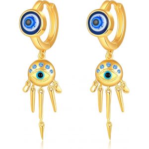 Kal-Boucles D'oreilles Hamsa Argent Sterling 925 Boucles D'oreilles Pendantes Contre Le Mauvais ?il Mainfatima Bijoux Pa&iuml;ensprotection Bonne Chance Cadeaux Pour Femmes Et Filles - Neuf