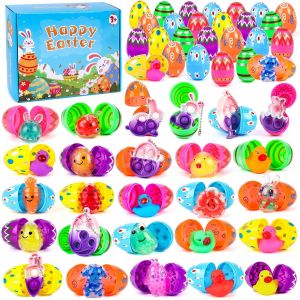 KAL-?ufs De Pâques Jouets 26 Pièces : Jouets Anti-Stress En Plastique Remplis D'?ufs De Pâques Pour Remplir Le Nid De Pâques, Cadeaux De Fête, Chasse Aux ?ufs Pour Enfants (26 Pièces) - Neuf