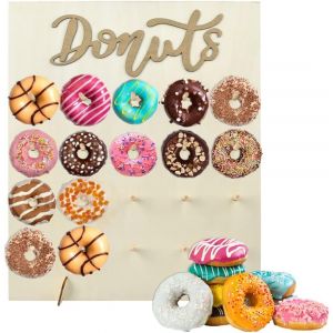 Mur De Beignets,Pr&eacute;sentoir Mural Plateau Support De Beignets ,Support Mural De Beignet En Bois Pour Fournitures De F&ecirc;te,Mariages,Anniversaires,D&eacute;coration De G&acirc;teaux (20 Trous) - Neuf