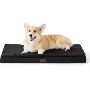 Grand Lit Pour Chien Lavable - Oreiller Orthop&eacute;dique Et Matelas Pour Cage De Chien Avec Housse Amovible En Peluche Sherpa - Noir - 89 X 56 X 7,6 Cm - Neuf