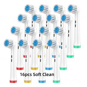 Recharge De Tête De Brosse Pour Oral B Braun,Buses De Brosse À Dents,Fil Dentaire Standard,Nettoyage De Précision Sensible.16 Soft Clean - Neuf