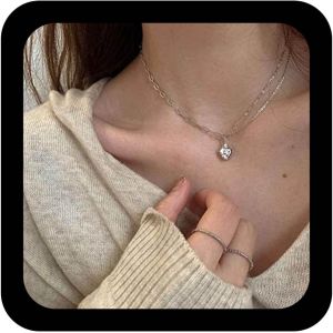 Kal-Collier Pendentif Coeur En Cristal Vintage Collier Coeur En Strass Collier Bling Cz Collier Ras Du Cou Coeur En Cristal Argent Collier Chaine Trombone Bijoux Pour Femmes Et Filles - Neuf
