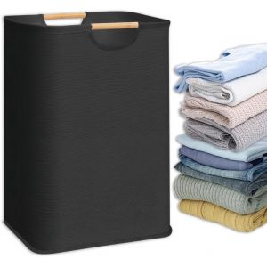 MDY-Grand panier à linge pliable de 72 l avec poignée en bois, étanche, pour vêtements, jouets, couvertures, draps - Neuf