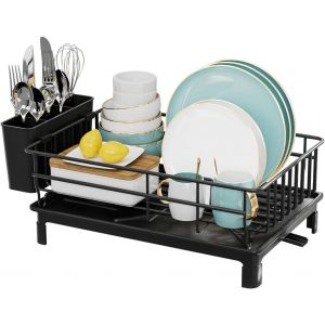 Tianyi-Egoutoire Vaisselle Cuisine- Egouttoir Vaisselle Sur Evier, Swivelling Égouttoirs, Égouttoir Vaisselle Compact Design Space-Saving, Rust-Resistant And Durable (Black) - Neuf