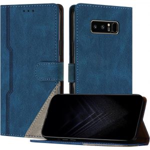 KAL-&Eacute;tui Pour Samsung Galaxy Note 8, Housse En Cuir Pu Avec [Protection Antichoc Tpu] [Fonction Support] [Porte-Cartes ] Antichoc Magn&eacute;tique Coque Pour Galaxy Note 8 - Bleu - Neuf