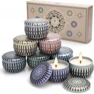 Coffret Cadeau Bougies Parfumées 8 Paquets, Bougies Deco 2.5Oz Cire de soja, Stress Bougie d'aromathérapie pour la maison, Cadeau Noël Cadeau de Fête des Mères et La Saint-Valentin Anniversaire - Neuf