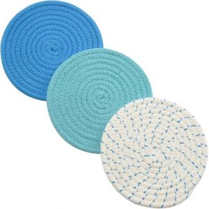 Casserole De Cuisine Ensemble Dessous De Plat 100 % Pur Fil De Coton Tissé Ensemble De Porte-Casseroles (Lot De 3) Sous-Verres Élégants,Coussins Chauffants,Tapis Chauds,Repose-Cuillère - Neuf