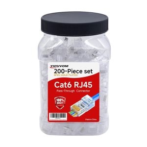 KAL-Lot De 200 Connecteurs Rj45 8P8C Cat 6 (Connecteur Cat6/Fiches Modulaires Rj45/Extrémités Cat 6/Prises Ethernet) Connecteur Réseau Utp Pour Fil Solide Et Câble Standard, Transparent - Neuf