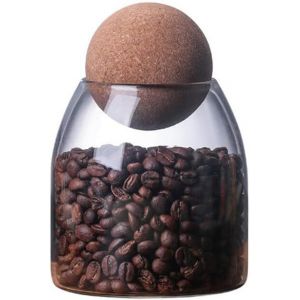 KAL-Bocal En Verre De 500 Ml Avec Couvercle Herm&eacute;tique En Li&egrave;ge Rond Pour Nourriture, Caf&eacute;, Sucre, Garde-Manger - Neuf