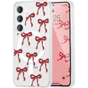 TRAHOO-Coque Magn&eacute;tique pour Samsung Galaxy S22 5G Transparent &Eacute;tui Housse de T&eacute;l&eacute;phone en Motif de Papillon Case avec Recharge sans Fil, Antichoc Bumper Cover pour Filles Femme, Vin Rouge - Neuf