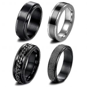 4 Pi&egrave;ces Bracelets De Mariage &Agrave; La Mode Bagues En Acier Inoxydable Fidget Spinner Ring Ins - Neuf