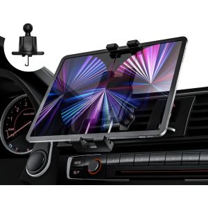 Support Tablette Voiture Grille Aeration, Fixation iPad & T&eacute;l&eacute;phone Automobile Ventilation avec Clips en M&eacute;tal Stabilis&eacute; pour iPad Mini Air Pro, Galaxy Tab, Lenovo, Fire, iPhone 4-12,9 - Neuf