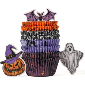 Trahoo-200 Caissette Muffins Papier Avec 12 D&eacute;corations, Diam&egrave;tre Du Fond 5 Cm,Fournitures De P&acirc;tisserie Pour Halloween,Taille Standard - Neuf