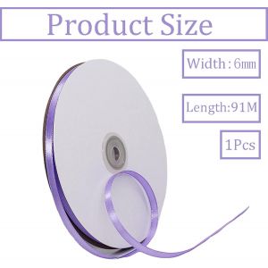 CAUC-Ruban Satin Violet Clair Fin 6mm,91m Polyester Ruban Satin,Ruban Cadeau Emballage,Ruban Noel Ruban Tissu pour Ballon,Couture,N?uds,Artisanat,Bouquet,D&eacute;coration de Mariage,Voitures,Anniversaire,G - Neuf