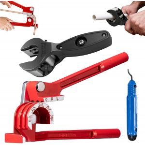MEVRONISSHOP-Cintreuse Manuelle pour Tuyaux 6-8-10 mm, 0-180 Degr&eacute;s + Coupe-Tube &agrave; Cliquet 8-29 mm + &Eacute;bavureur pour Tuyaux en Cuivre, Aluminium, Plastique (PVC & PE) et M&eacute;tal Doux - Neuf