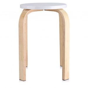 Hjlian Tabouret Empilable Antiderapant En Bois Courbe, Couleur Bonbon, Meuble De Maison, Decoration De Chambre D'enfant, Blanc, 1 Piece - Neuf