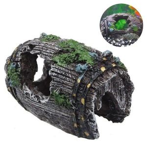 Décoration D'aquarium En Résine Vibrante ¿ Modèle En Forme De Tonneau Coulé, Sûr Et Non Toxique, Idéal Pour Les Habitats De Poissons, 9,575 Cm, Options Rouge/Noir - Neuf