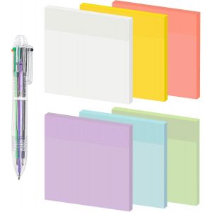 KALANKA-300 Sticky Notes Transparent,76 * 76mm Transparent Sticky Notes,Notes Autocollantes Transparentes, Blocs-notes Autocollants,Apier de Notes Réutilisable,Super Sticky Notes pour Maison - Neuf