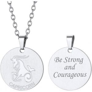 Kal-Collier Signe Astrologique Personnalis&eacute; Pr&eacute;nom & Photo, Pendentif M&eacute;daillon/Plaque Zodiaque Acier Inoxydable(Bo&icirc;te Cadeau) - Neuf