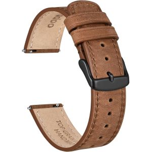 Kal-Bracelets De Montre En Cuir De Cheval Fou Pour Hommes Femmes, Bande De Remplacement Vintage À Dégagement Rapide De 18 Mm 20 Mm 22 Mm Avec Acier Inoxydable - Neuf