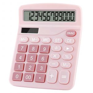 Calculatrice de bureau de base à double alimentation (rose) - Neuf
