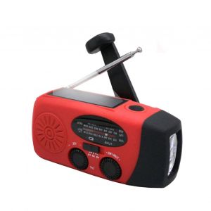 Radio à manivelle d'urgence avec lampe de poche LED, radio météo portable avec chargement USB et énergie solaire pour le Camping - Neuf