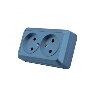 Prise murale encastrable,Set de prises murales &eacute;lectriques,Prise murale d'int&eacute;rieur 250V AC 16A,Bleu Prise double sans mise &agrave; la terre,MZ-05 - Neuf
