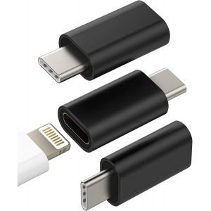 TRAHOO-Lot de 3 adaptateurs Lightning femelle vers USB C pour iPhone 16 15 Pro Max pour c&acirc;ble d'&eacute;clairage Apple Type C Adattatore Accessoires Chargeur Jack pour iPad Compatible avec Samsung S25 S24 - Neuf