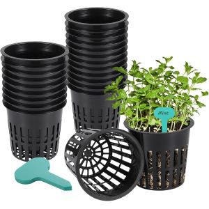 Lbgwp60-Lot De 30 Pots De Jardin En Maille Hydroponique Haute Résistance Avec 30 Étiquettes De 10,5 Cm - Neuf