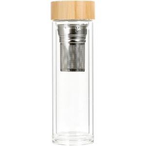 Bouteille De Th&eacute; En Verre Avec Infuseur, 500ml Bouteille Verre &Agrave; Double Paroi, Gourde Avec Filtre Acier Inoxydable, Tasse De Voyage, Bouteille Pour Th&eacute; Froid Chaud - Neuf