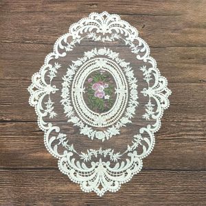 Sjzg-Lot De 4 Sets De Table Ovales En Dentelle, D&eacute;coratifs, Vintage, 31 X 42 Cm, Napperons En Dentelle, Motif Floral Brod&eacute;, Lavables, Pour D&eacute;coration De Cuisine, Salle &Agrave; Manger, Beige A - Neuf