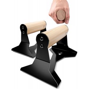 Poignées De Pompes Avec Poignée Ergonomique En Bois & Acier, Pompe Sport, Push Up, Muscu, Parallettes, Poignées De Pompe Antidérapantes Pour Calisthenics, Poignée Musculation - Neuf