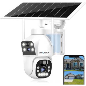 ChenQuanSarl-Solaire Wifi Caméra De Surveillance Extérieur Sans Fil, Caméra Surveillance Batterie 8W 15600Mah, Cctv Ip Outdoor Avec Double Objectif & Double Vue, Pir Détection - Neuf