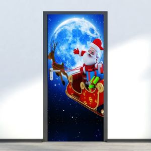 77 x 200 cm Porte Autocollant&iquest;D&iquest;3D Porte Affiche Autocollant Santa Claus Giv - Neuf