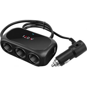 JGD-R&eacute;partiteur allume-cigare de voiture 3 prises 120 W rapide allume-cigare double USB Adaptateur de chargeur de voiture 12 V/24 V R&eacute;partiteur de prise d'alimentation pour appareils de v&eacute;hicule appa - Neuf