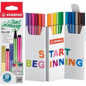 Feutre Dessin Pen 68 - Etui Zig-Zag X 18 Feutres De Coloriage Pointe Moyenne - Coloris Assortis - Neuf