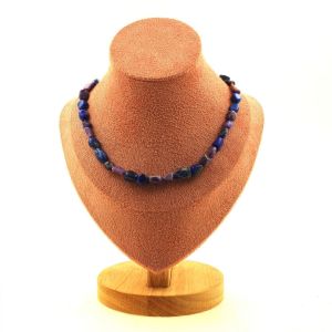 Collier Perles Lapis Lazuli Du Pakistan + Charoite De Russie Chaine En Collier Femmes, Hommes. Taille Personnalisable. - Neuf