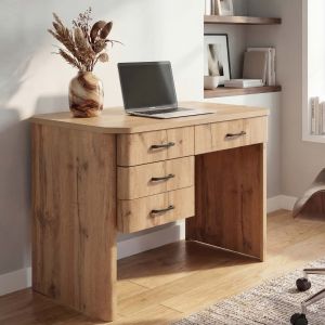 Bureau HWC-P42, bureau de travail, bureau d'ordinateur, 4 tiroirs en MDF, 78 x 110 x 60 cmaspect ch&ecirc;ne Wotan - Neuf