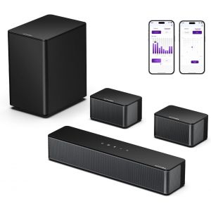 5.1 Barre De Son, Barre De Son Tv Con Subwoofer E Altoparlanti Posteriori, Barres De Son Avec Bluetooth, Système De Son Surround 3D, 320W Soundbar Avec App Contrôle, Home Cinema, Poseidon D50 - Neuf