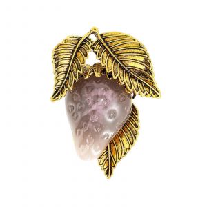 Broche 1 Pi&egrave;ce En Alliage, Fraise, Accessoire De Foulard En Soie Pour Femme, &Eacute;pingle Grise - Neuf