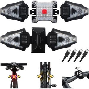Subzonal-5pcs Feux Arri&egrave;re De V&eacute;lo Avec Clignotant, Avant Et Arri&egrave;re Clignotant De V&eacute;lo Rechargeables Usb Divis&eacute;s T&eacute;l&eacute;commande Clignotant De V&eacute;lo Avec Voyant Avertissement Flash Et Feu Arri&egrave;re Rouge - Neuf