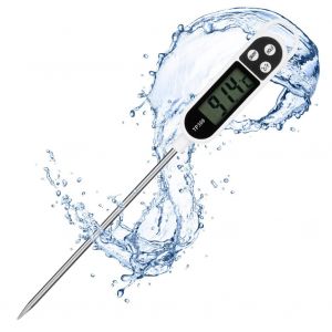 Kal-Thermomètre Cuisine, Thermomètre À Viande Numérique 3 Secondes Haute Précision Avec Écran Lcd °F/°C Bouton Pour Nouriture, Viande, Huile, Lait, Vin, Bbq Et Eau Chaude (Piles Non Incluses) - Neuf