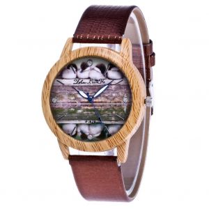 Montre Zhoulianfa Pour Femme Et Homme, Bracelet En Cuir, Montre A Quartz, Style Business, F-424x, Motif Canard Marron - Neuf