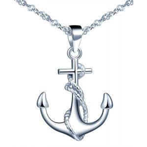 Collier En Argent 925 Pour Femme, Pendentif Ancre D'navire Unique, Cadeau De No&euml;l Anniversaire - Neuf